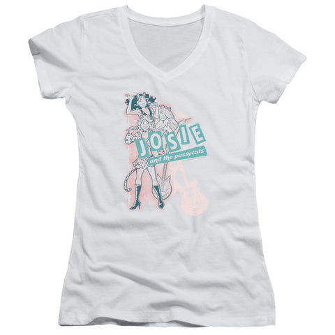 Juniors Sheer Cap Sleeve V-Neck