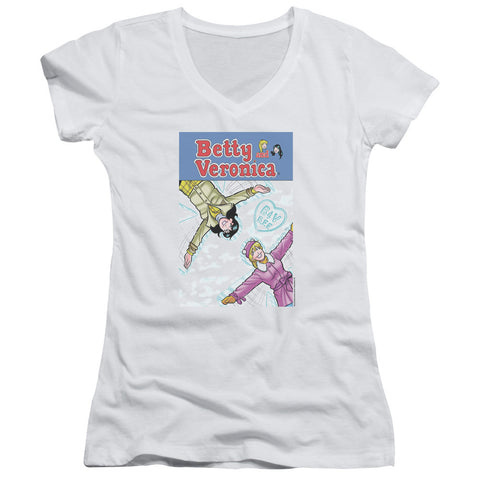 Juniors Sheer Cap Sleeve V-Neck