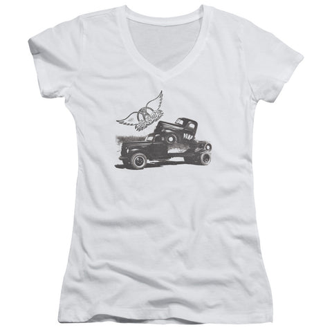 Juniors Sheer Cap Sleeve V-Neck