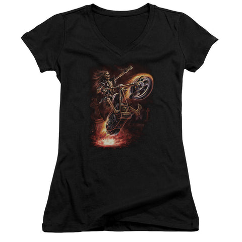 Juniors Sheer Cap Sleeve V-Neck