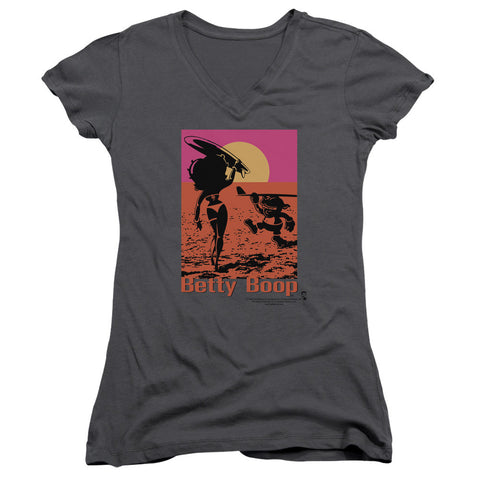 Juniors Sheer Cap Sleeve V-Neck