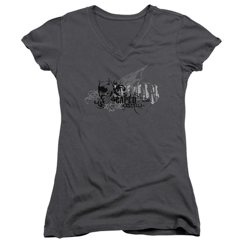 Juniors Sheer Cap Sleeve V-Neck