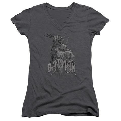 Juniors Sheer Cap Sleeve V-Neck