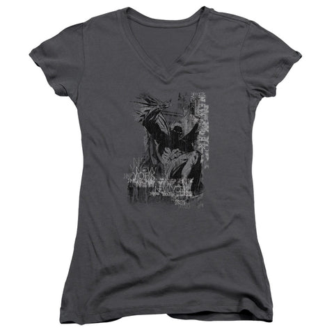 Juniors Sheer Cap Sleeve V-Neck