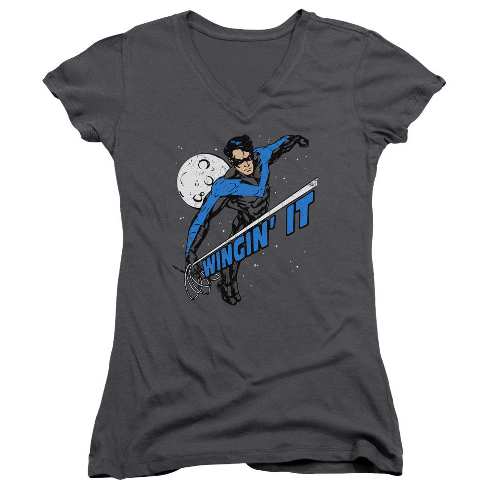 Juniors Sheer Cap Sleeve V-Neck