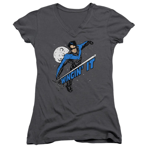 Juniors Sheer Cap Sleeve V-Neck