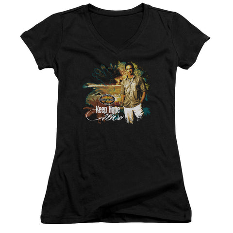 Juniors Sheer Cap Sleeve V-Neck