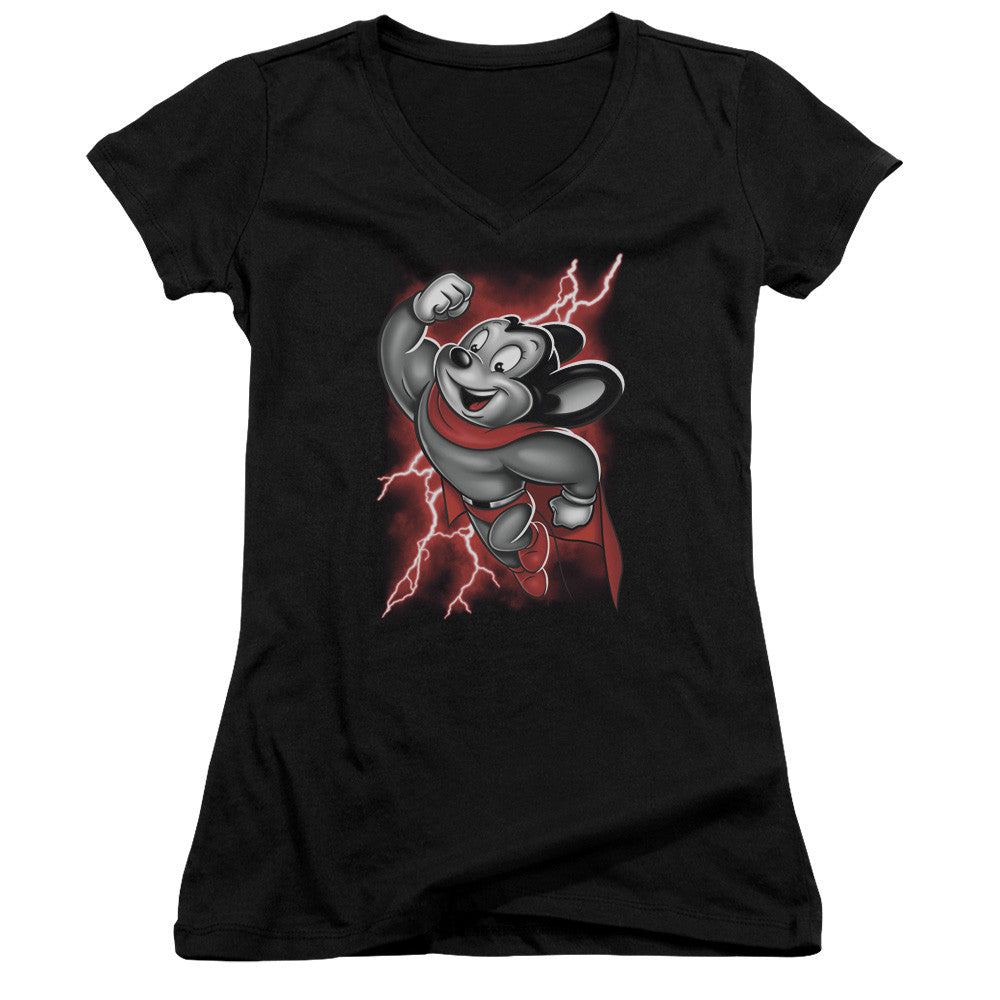 Juniors Sheer Cap Sleeve V-Neck