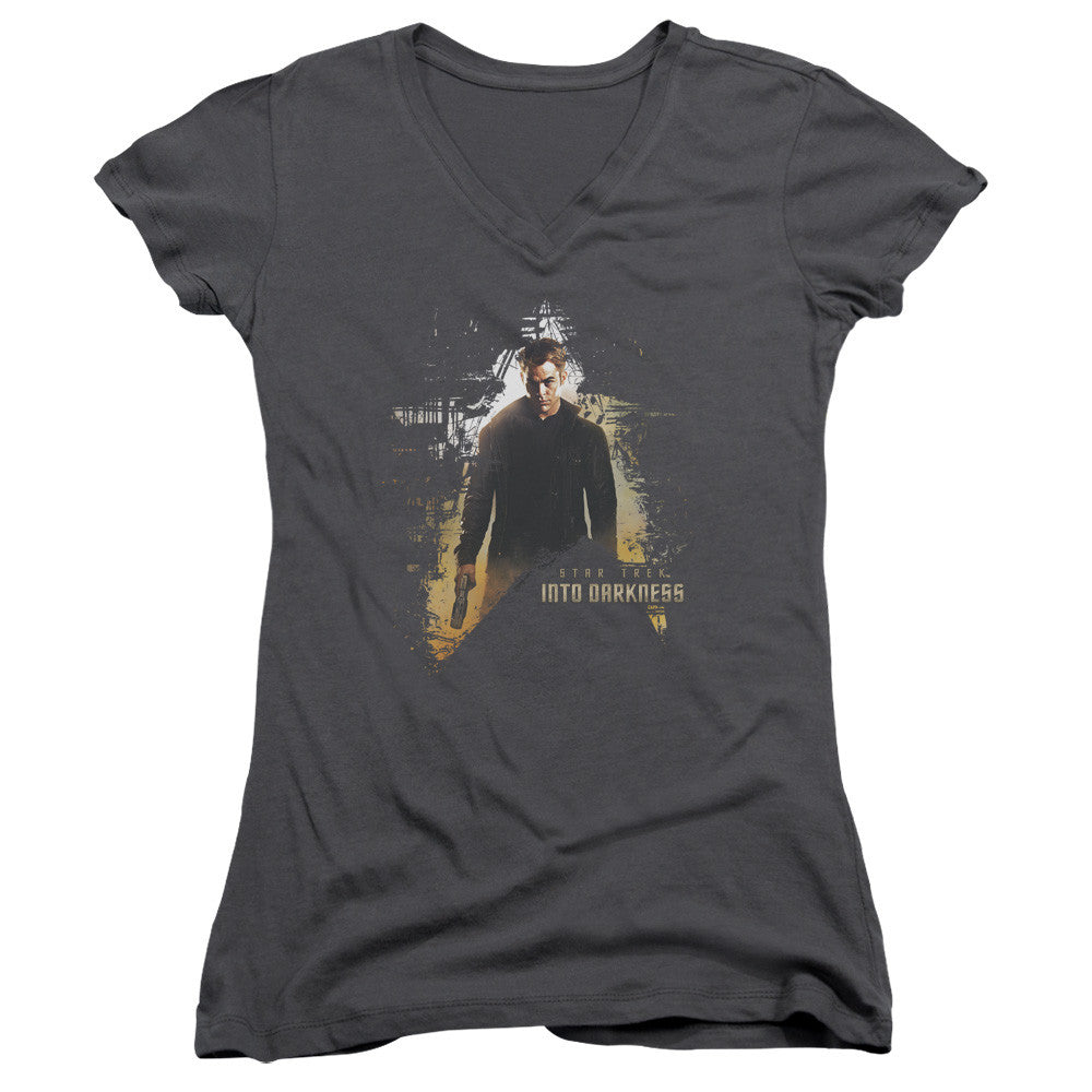 Juniors Sheer Cap Sleeve V-Neck