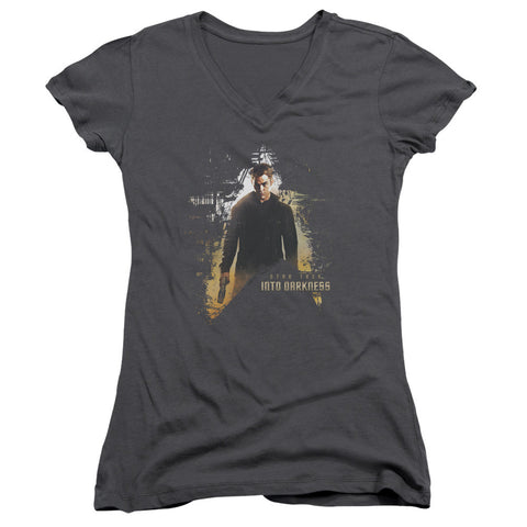 Juniors Sheer Cap Sleeve V-Neck