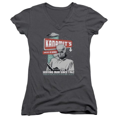 Juniors Sheer Cap Sleeve V-Neck