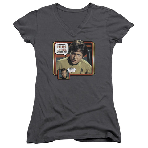 Juniors Sheer Cap Sleeve V-Neck