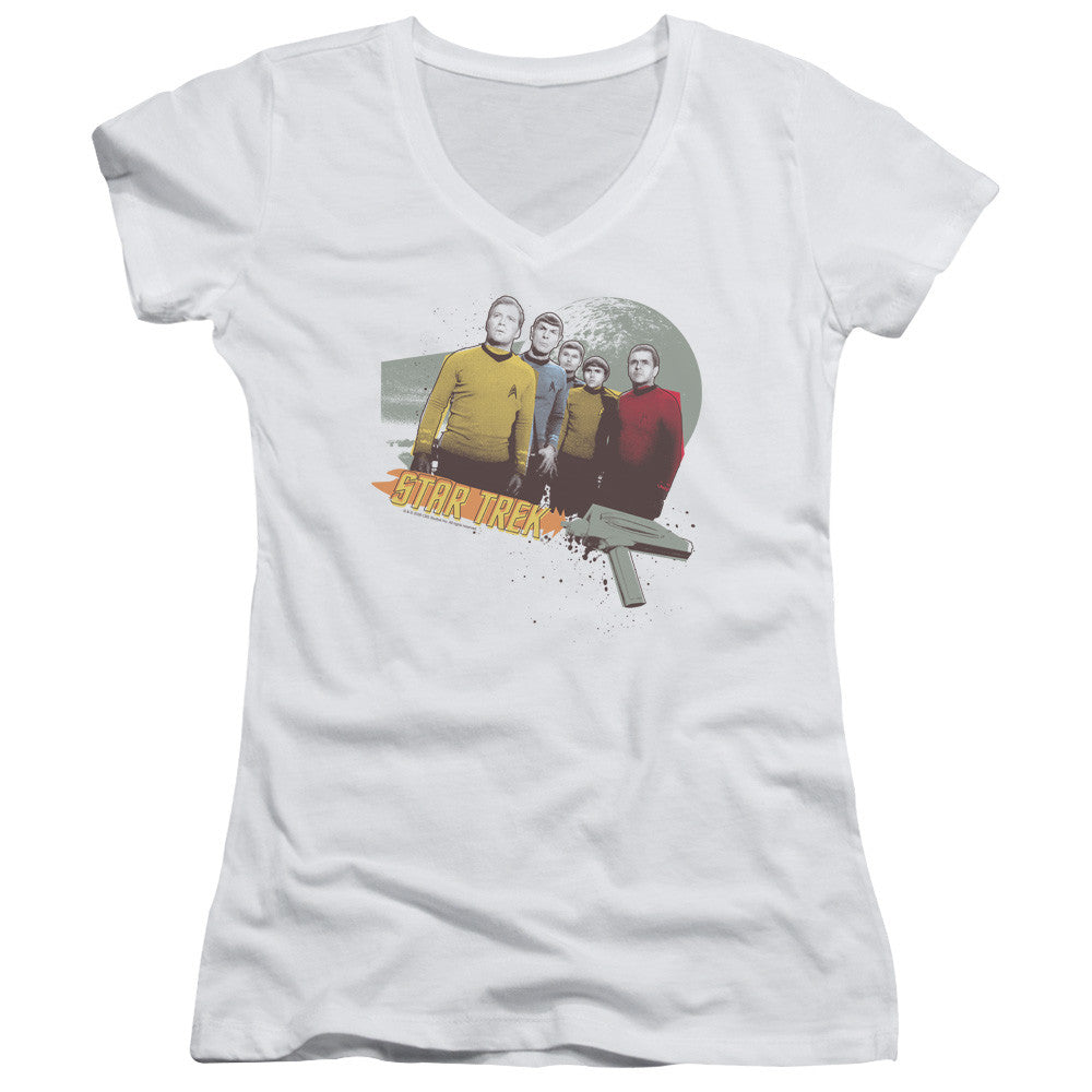 Juniors Sheer Cap Sleeve V-Neck