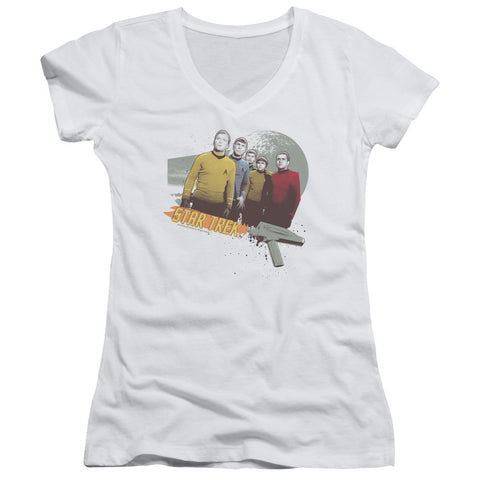 Juniors Sheer Cap Sleeve V-Neck