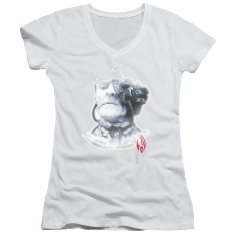 Juniors Sheer Cap Sleeve V-Neck