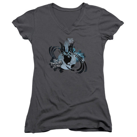 Juniors Sheer Cap Sleeve V-Neck