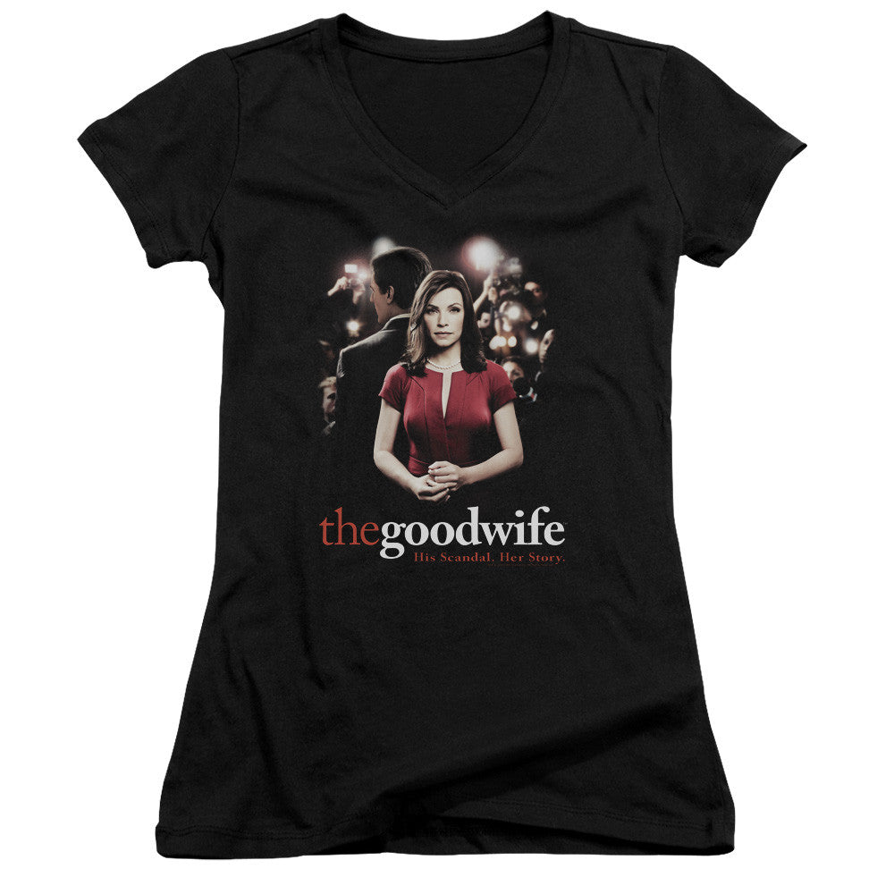 Juniors Sheer Cap Sleeve V-Neck