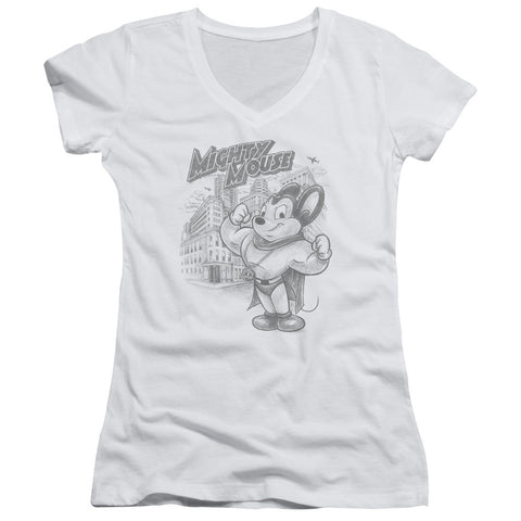 Juniors Sheer Cap Sleeve V-Neck