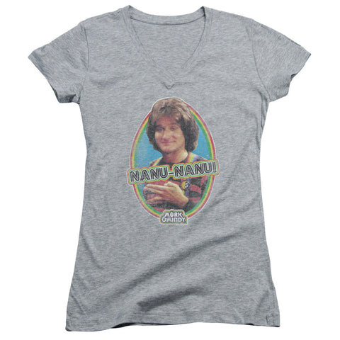 Juniors Sheer Cap Sleeve V-Neck