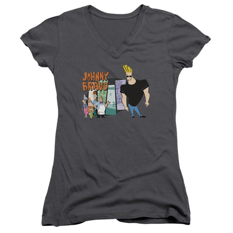 Juniors Sheer Cap Sleeve V-Neck