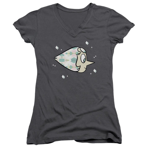 Juniors Sheer Cap Sleeve V-Neck