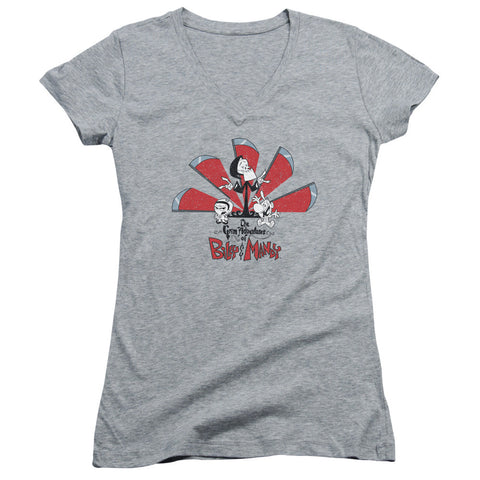 Juniors Sheer Cap Sleeve V-Neck