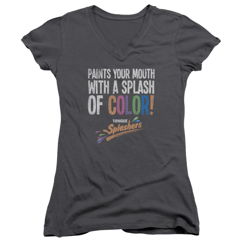 Juniors Sheer Cap Sleeve V-Neck