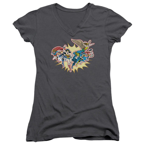 Juniors Sheer Cap Sleeve V-Neck