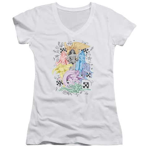 Juniors Sheer Cap Sleeve V-Neck