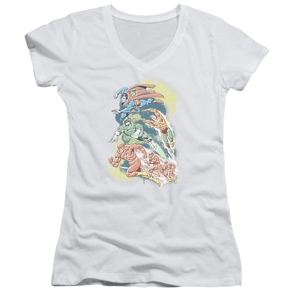 Juniors Sheer Cap Sleeve V-Neck