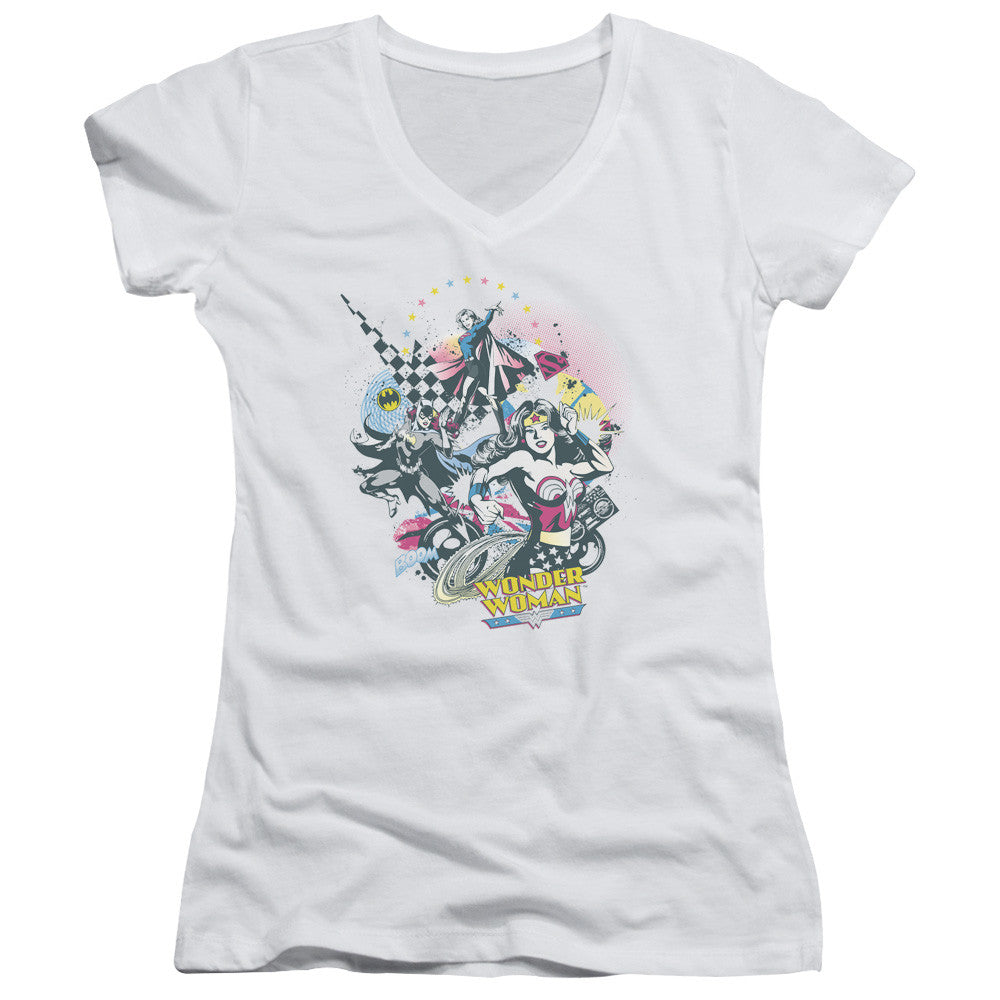 Juniors Sheer Cap Sleeve V-Neck