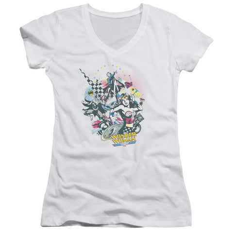 Juniors Sheer Cap Sleeve V-Neck