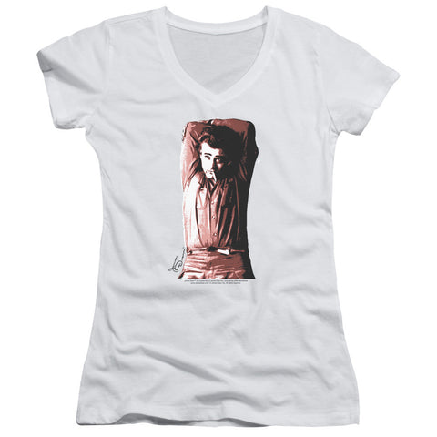 Juniors Sheer Cap Sleeve V-Neck