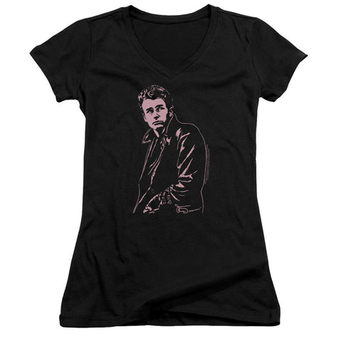 Juniors Sheer Cap Sleeve V-Neck