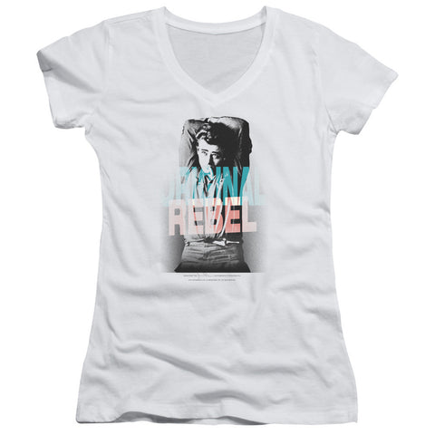 Juniors Sheer Cap Sleeve V-Neck