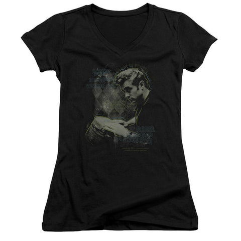 Juniors Sheer Cap Sleeve V-Neck