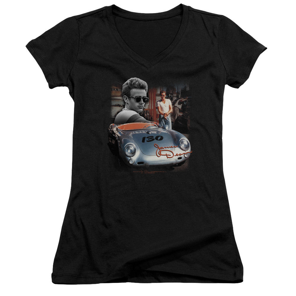 Juniors Sheer Cap Sleeve V-Neck