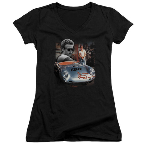 Juniors Sheer Cap Sleeve V-Neck