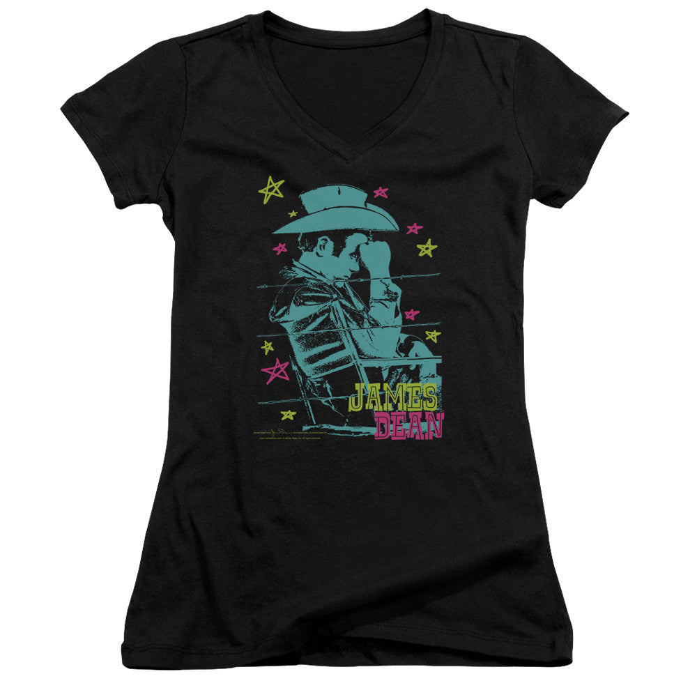 Juniors Sheer Cap Sleeve V-Neck