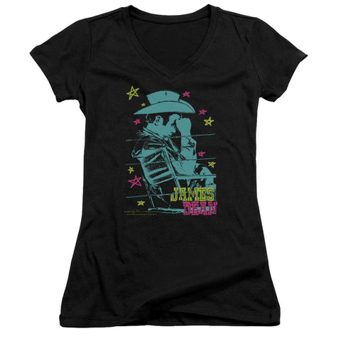 Juniors Sheer Cap Sleeve V-Neck