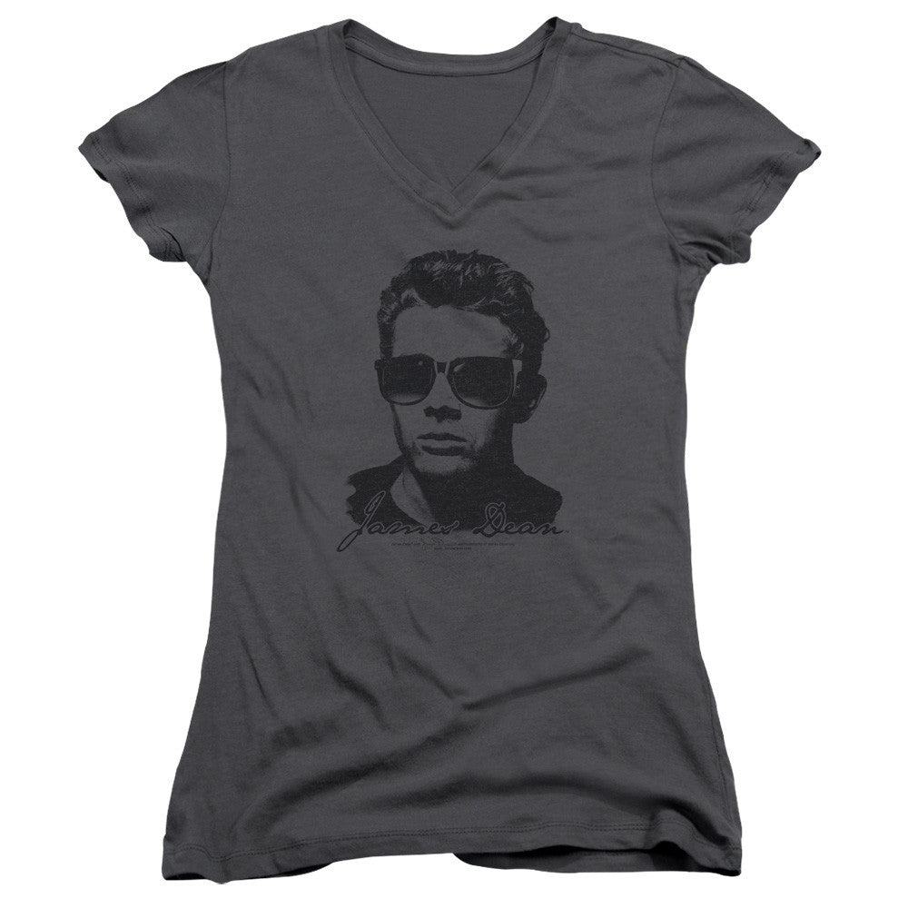 Juniors Sheer Cap Sleeve V-Neck