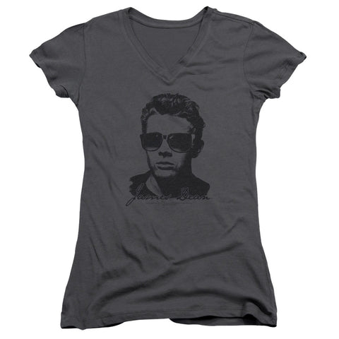 Juniors Sheer Cap Sleeve V-Neck