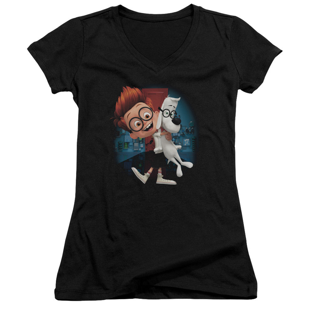 Juniors Sheer Cap Sleeve V-Neck