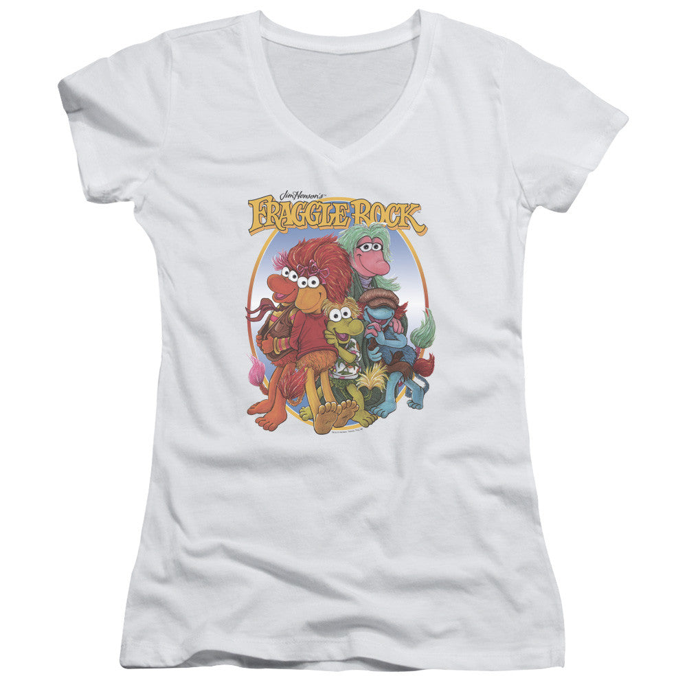 Juniors Sheer Cap Sleeve V-Neck