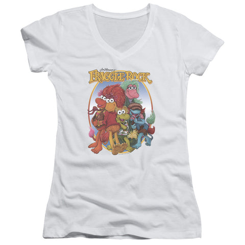 Juniors Sheer Cap Sleeve V-Neck