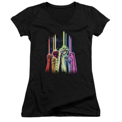 Juniors Sheer Cap Sleeve V-Neck