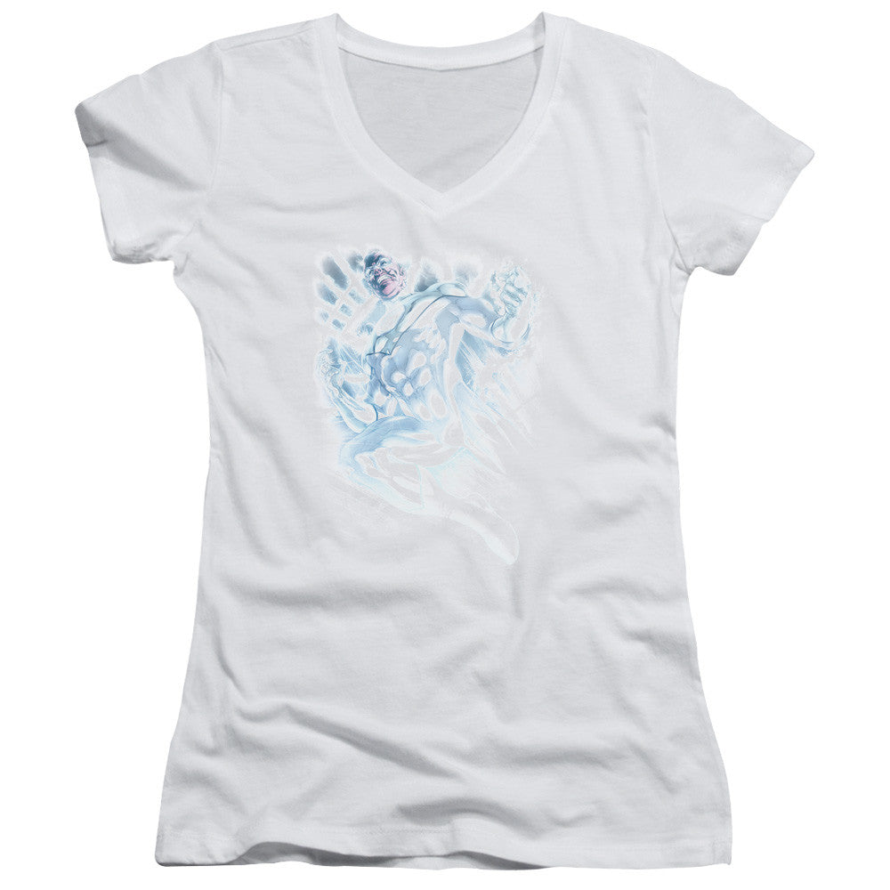 Juniors Sheer Cap Sleeve V-Neck