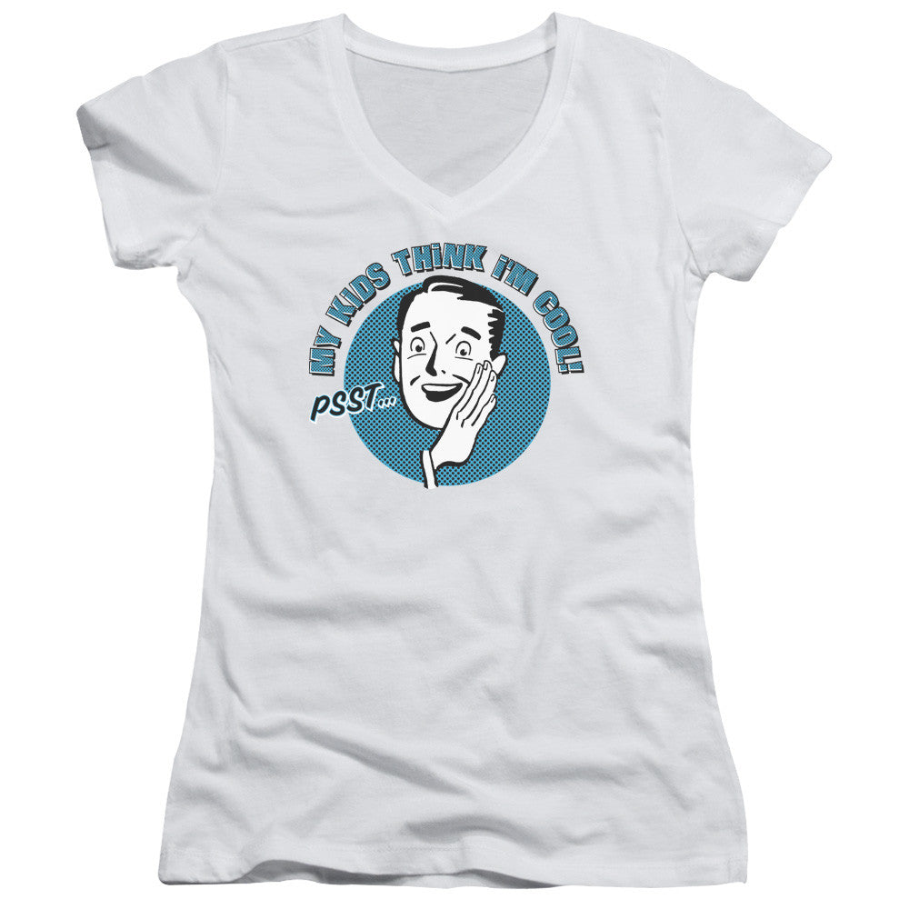 Juniors Sheer Cap Sleeve V-Neck