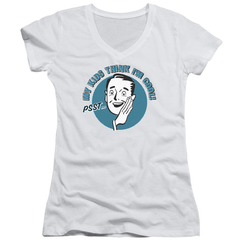 Juniors Sheer Cap Sleeve V-Neck