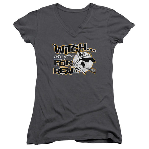 Juniors Sheer Cap Sleeve V-Neck